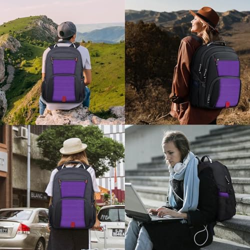 ANTERK Extra Large Backpack, Travel Laptop Backpack, Sturdy TSA Water Resistant 17.3 Inch Carry on Backpacks, Anti Theft Business Computer Backpacks Gifts for Men Women, Purple - color: Purple, size: 17 inch