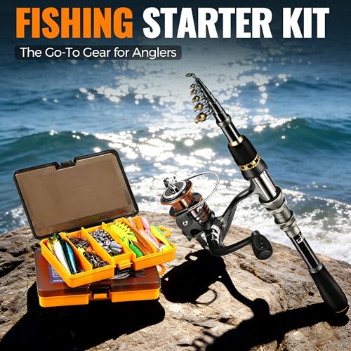 PLUSINNO Fishing Rod, Telescopic Fishing Rod and Reel Combo, Collapsible Travel Fishing Pole Rod Starter Kit, Carbon Fiber Fishing Rods and 12 +1 Bearings Stainless Steel, Fishing Gifts for Men Adults - color: Rod Combo & 137 Tackle Kit, size: 1.8m 5.91ft