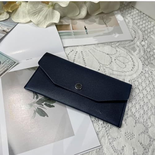 Pu Leather Cash Envelope Wallet for Women - Reusable Cash Stuffing Wallet, Budgeting Companion (Dark-Blue) - color: Dark-Blue