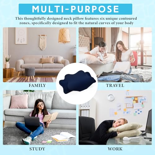 Hahafelt Cooling Cervical Neck Pillowcase Cover (Only Pillow Case) Ergonomic Pillowcase with Zipper Breathable Contour Pillow Cover for Side Back Stomach Sleepers(Navy Blue,Queen Size) - color: Navy Blue, size: Queen