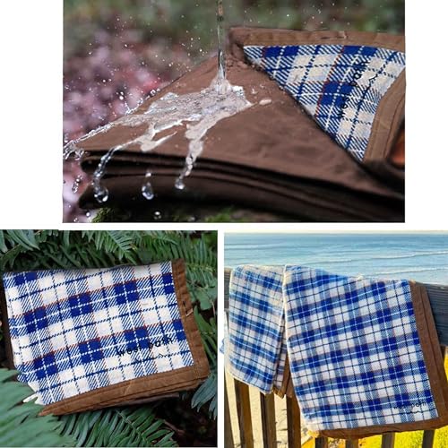 WP West Path Waxed Canvas Wool Camping Blanket & Bedroll – Waterproof Canvas Blanket, Oilskin Outdoor Blanket, Camp Blanket, Bushcraft Ground Cloth (Blue/White, Regular) - color: Blue/White, size: Regular