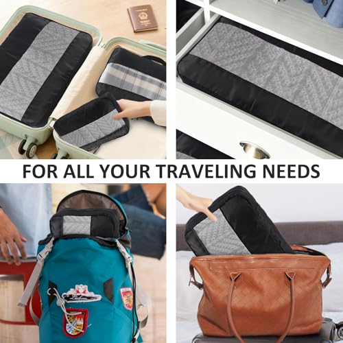 U+U 5 Set Packing Cubes for Travel Essentials Ultralight Luggage Packing Organizers with Laundry Bag and Shoe Bag for Vacation, Business Trip and Camping (Black) - color: Black