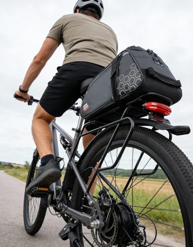 KEMIMOTO 11L Bike Bag with 6L Removable Cooler Bag, Bike Rear Rack Bag PVC Water Resistant Insulated Bag, Bicycle Trunk Pannier with Shoulder for Cycling Ebike Back Seat Storage - style: 17l