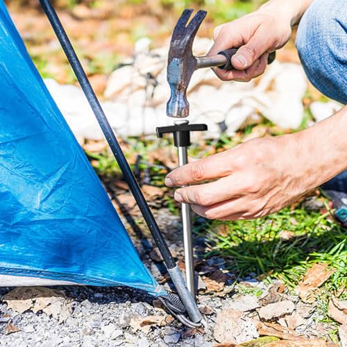 Eurmax USA 10-Pack Secure Protection Galvanized Tent Stakes,Rust-Proof Steel Canopy Anchors for High Winds,Heavy Duty Commercial Ground Pegs for Camping,Pop Up Tents&Gazebos - Includes 4x10ft Ropes - color: Black, style: Stakes 10-pack