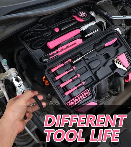 40-Piece Pink Tool Set for Girls, Ladies and Women, General Household 40 PCS Hand Tool Kit with Plastic Toolbox, Essential Tools for Home, Garage, Office and College Dormitory Use - style: 40 Piece Pink