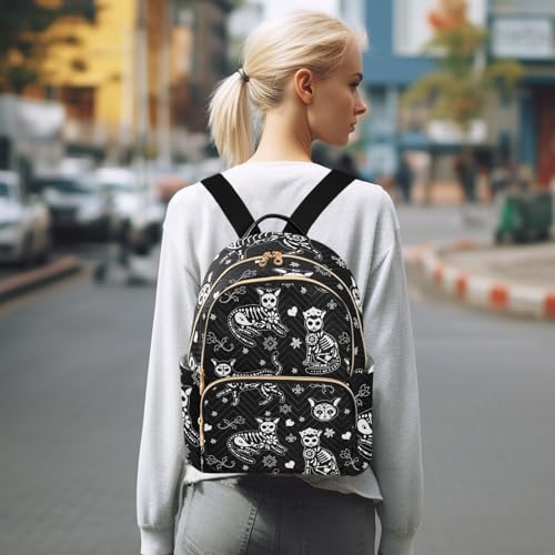 Women Fashion Backpack Purse Casual Lightweight Travel Shoulder Bag Death Cat Rucksack Ladies Bag, Medium - color: Death Cat, size: Medium