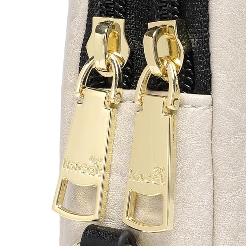 Haytijoe Small Anti Theft Crossbody Bag for Women Faux Leather Lightweight Sling Bags RFID Blocking Fanny Pack for Travel - color: Apricot Black