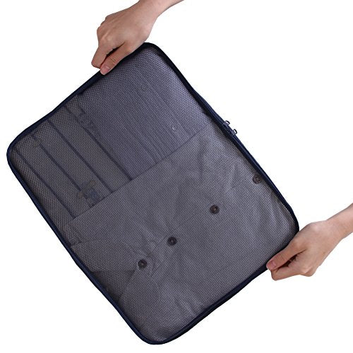 Travel Packing Cubes 7 Set, JJ POWER Luggage Organizers with toiletry kit shoe bag (Navy)