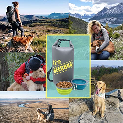 Dog Food Travel Bag With Collapsible Travel Bowls, 42 Cup Dog Food Storage System for Camping, Everyday-10L Food Dry Bag - color: bowl-400ml