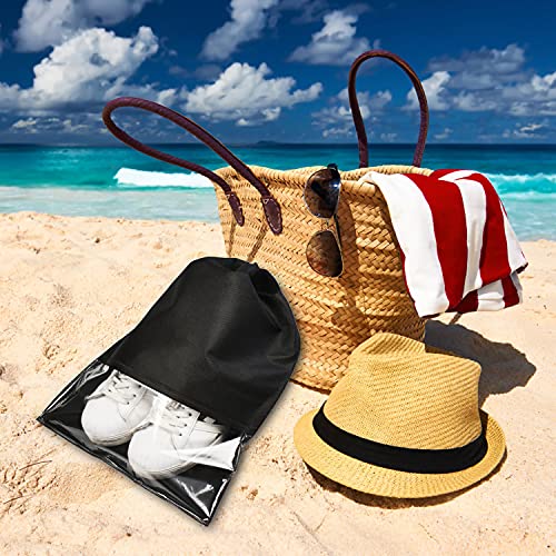 8PCS Travel Shoe Bags with Rope for Men and Women Large Shoes Pouch Organizers - color: Black