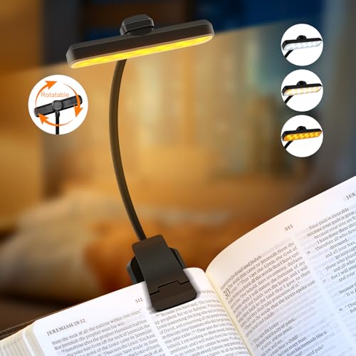 karidi Rechargeable 24 LED Book Light for Reading, 360° Flexible Gooseneck, 5 Color Tones, Clip-on for Books/Tablet/Bed, USB-C, 80H Glare-Free Eye Care (Black) - color: Black