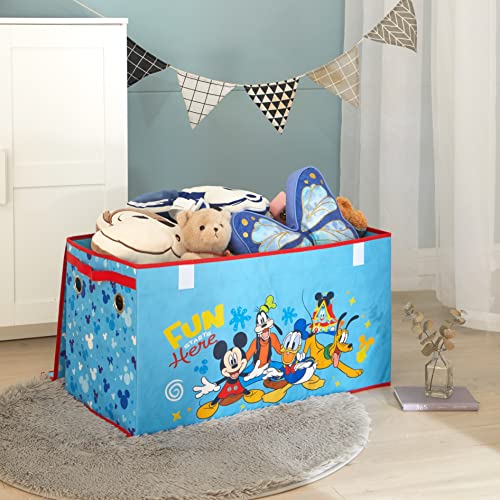 Idea Nuova Disney Mickey Mouse Collapsible Children’s Toy Storage Trunk, Durable with Soft Lid, 28.5"x 14.5"x16" - color: Mickey Mouse