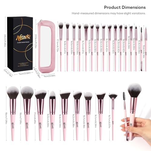 25PCS Makeup Brushes Set with Travel Case, Professional Makeup Brush Kit for Foundation, Concealer, Powder, Eyeshadow & Blush, Essential Cosmetic Tools, Portable Travel Gift Set (Pink) - color: 25 PCS-Pink