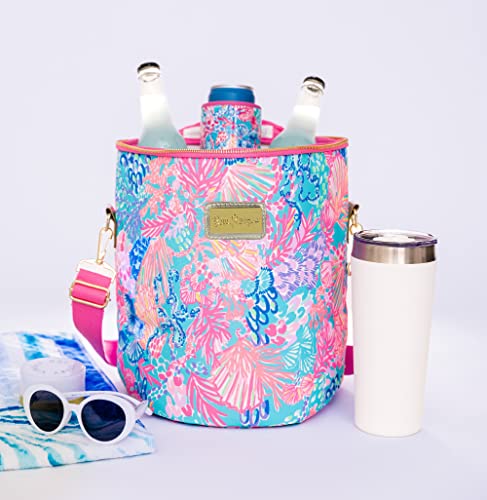 Lilly Pulitzer Insulated Soft Beach Cooler with Adjustable/Removable Strap and Double Zipper Close - color: Splendor in the Sand