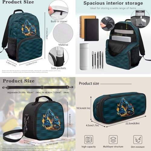Boys Kids Excavator Backpack and Pencil Case Bundle,3pcs Backpacks with Lunch Box for School Camping Hiking, Back to School Boys, Lightweight School Bookbags - color: Excavator -5