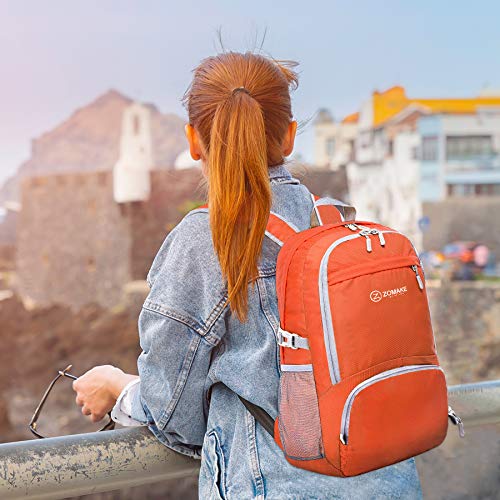 ZOMAKE Lightweight Packable Backpack 30L, Foldable Hiking Backpacks Water Resistant Compact Folding Daypack for Travel(Orange) - color: Orange