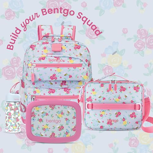 Bentgo Kids Prints Lunch Bag - Double-Insulated, Reusable, for Kids 3+, Adjustable Strap; Holds Lunch Box/Water Bottle/Snacks; Easy-Clean, Water-Resistant, Pockets (NEW Blooming Floral) - color: Blooming Floral