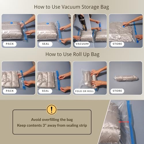 25 Pack Vacuum Storage Bags with Pump, Compression Space Saver for Comforter, Bedding, Blanket Storage, Vacuum Seal Bags for Clothing, Travel Luggage Suitcase and Closet Organizer - size: 25 Combo