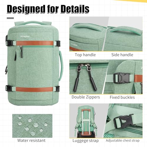 42L Travel Backpack with 4 Packing Cubes, TSA Friendly Flight Approved Carry-On Bag with USB Charging Port, Water-Resistant Weekender Business Backpack for Men Women, Fits 17.3" Laptop(Green) - color: Green
