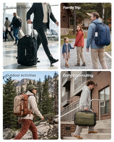 Fanwoli Rolling Vacuum Backpack Travel with One-Button Compression, 55L Expandable, Water Resistant Carry-On Suitcase Luggage, Ideal for Outdoor/Family/Trips - color: Blue