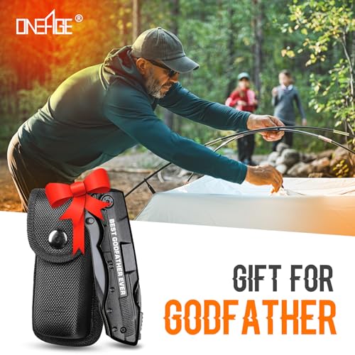 Godfather Gift, Multitool Knife, Godfather Proposal Gifts, Godfather’s Gifts from godchild, Christmas Practical Present, Gift for Camping, Hiking, Fishing, 20 in 1 Multitool - style: GODFATHER GIFTS