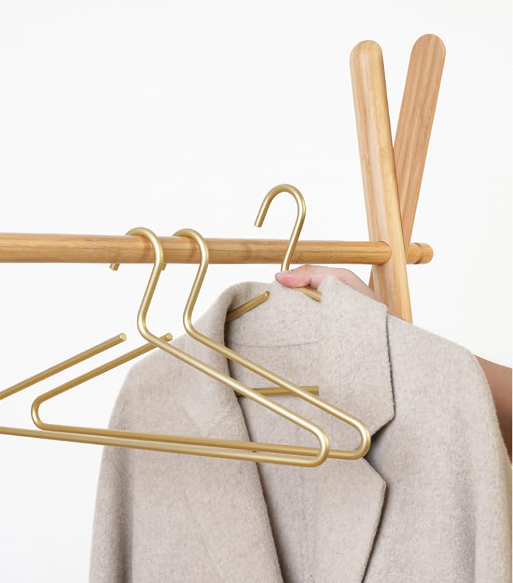 Premium Matte Gold Aluminum Coat Hangers 6 Piece Set, 16.5” Extra Smooth & Durable Metal Shirt Dress Hanger,Aluminum Alloy Hanger,Clothing Support,Clothing Hang - style: Golden Elegant Hanger(6)