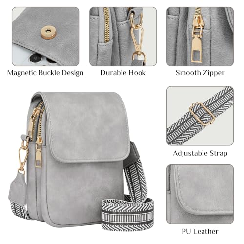Fashion Small Crossbody Bags for Women Trendy Designer Cell Phone Purses Wallets with Card Holder Anti Theft Travel - color: Lightgrey