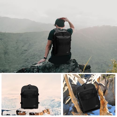 Lightweight Travel Backpack Hiking Daypack Laptop Bookbag, 17L Carry-on Personal Item Weekender Overnight Bag Unisex, All Black - color: Black