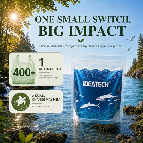 IDEATECH Reusable Bags Dishwasher Safe, BPA Free Reusable Gallon Freezer Bags, Stand Up Leakproof Food Storage Bags for Marinate Meats, Salad Fruit, Vegetables, Home Organization -Gray 6 Large Bags - color: Grey (6 Gallon)