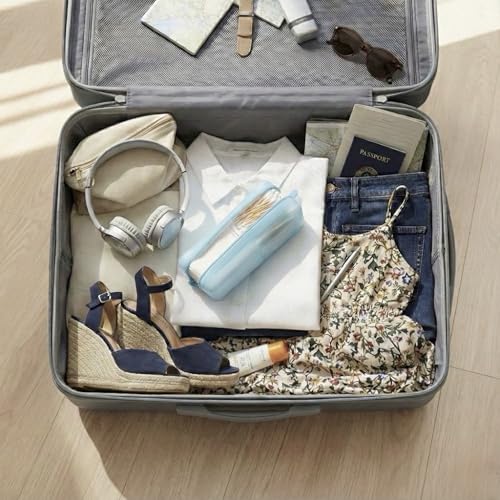Cotton Pad Swab Travel Case, 2-in-1 Waterproof Organizer, VISFRESH (Blue) - color: Blue