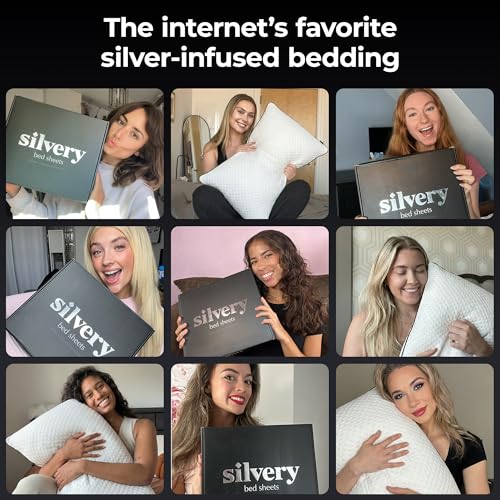 Silvery Silver Infused Bed Pillow - Shredded Memory Foam Fill with Adjustable Loft - Hypoallergenic Self-Cleaning Technology that Stays Fresh 3X Longer - Perfect for Side, Back & Stomach Sleepers - size: Queen