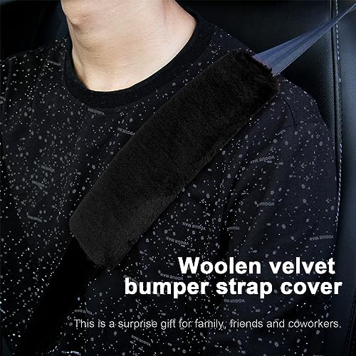 Ziciner 2 Packs Car Seatbelt Covers Shoulder Pad, Universal Soft Faux Sheepskin Shoulder Cover for Comfortable Driving, Fluffy Seat Belt Protector Help to Protect Your Neck and Shoulder (Black) - color: Black