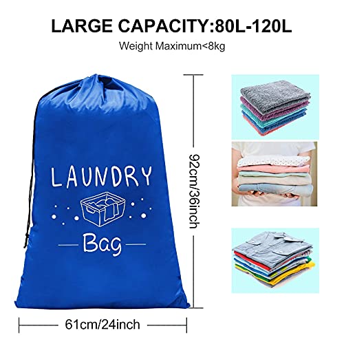 Sylfairy 2 Pack Extra Large Travel Laundry Bag, 24" x 36" Rip-Stop Dirty Clothes Organizer with Drawstring, Heavy Duty Travel Laundry Bag, Large Laundry Hamper Liner, Machine Wash (Navy+Black) - color: Navy+Black