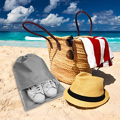8PCS Travel Shoe Bags with Rope for Men and Women Large Shoes Pouch Organizers - color: Gray