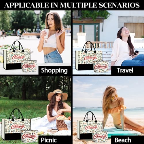 Seattle Italy Chicago New York Las Vegas Paris Gifts for Women Canvas Tote Bag Mother's Day Gifts for Women - color: Chicago