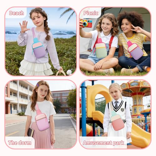 Birthday Gifts for 8 9 10 11 12 Year Old Teens Girls Kids, Fanny Pack Crossbody Bag Sling Belt Bags Purse, Dorm Travel Essentials for Girls Fashion, Preppy Tween Teen Girl Gift Trendy Stuff - color: Dark Pink & Pink