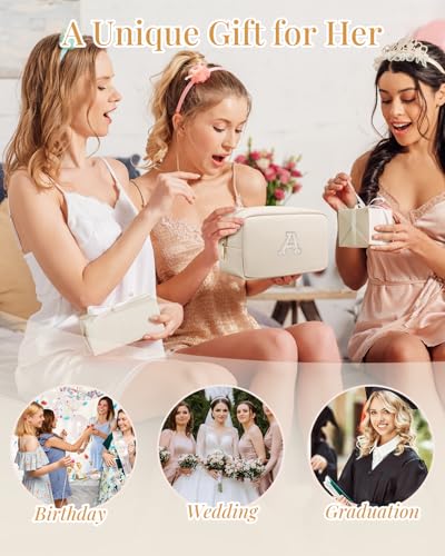 VLANDO Personalized Birthday Gifts for Bride To Be Gifts Bachelorette Party Women Wedding Bridal Travel Cosmetic Bag Toiletry Bag Girls Trendy Stuff E - color: 03-White-E