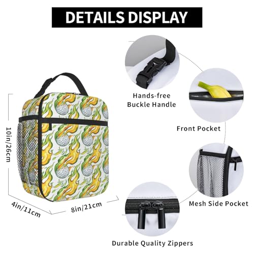 Insulated Lunch Box for Kids Boys Girls, Reusable Lunch Bag for School, Office, Work, Picnic, Travel, Golf Ball Lunch Box - color: lunch box 79