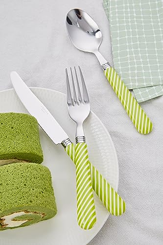 ANNOVA Silverware Set Stainless Steel Colorful Tableware Kitchen Flatware Set Utensils, Includes Dinner Knives, Forks, Spoons, Salad Forks & Dessert Spoons (Light Green, 20 Pieces) - color: Light Green