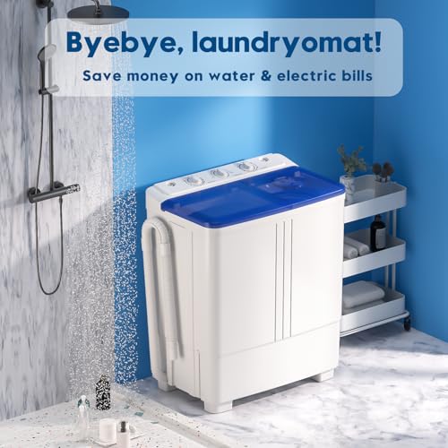 Auertech Portable Washing Machine, 20lbs Twin Tub Washer Mini Compact Laundry Machine with Drain Pump, Semi-automatic 12lbs Washer 8lbs Spinner Combo for Dorms, Apartments, RVs - size: 20lbs Capacity