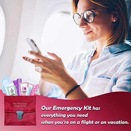 Menstrual Kit All-in-One 10 Pack | Convenience on the Go | Period Kit Pack for Travelling, Tweens & Teenagers or just When You’re Out | Individually Wrapped Feminine Hygiene Product (Purple) - color: Purple