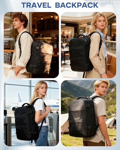 Vacuum Backpack Travel with Pump,Large Travel Backpack with Vacuum System,Mochila compresion al vacio,Flight Approved 18x14x8,Waterproof Carry on Personal Item Laptop Backpacks,Black - color: A1-black-with Pump