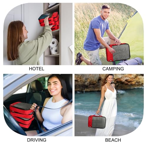 Packing Cubes for Travel Essentials,4 Set Packing Cubes for Suitcases,Lightweight Mesh Luggage Organizer Bag,Red - color: Red