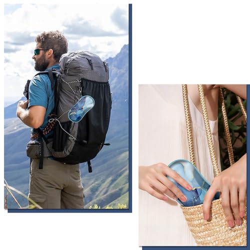 FINTIE Sunglasses Case, Hard EVA Shell Shockproof Sport Glasses Case with Metal Carabiner Travel Zipper Eyeglasses Holder - color: Z-ocean Marble