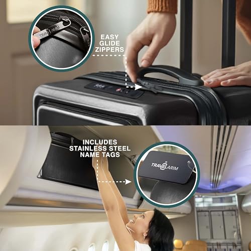 TRAVELARIM Luggage Sets 3 Piece, 20 Inch Carry on Luggage and 28 Inch Suitcases with Wheels Spinner, Durable Hard Shell Suitcase Set, Expandable Travel Suitcase, Jet Black - color: Jet Black, size: 3 Piece Set (20"/28")