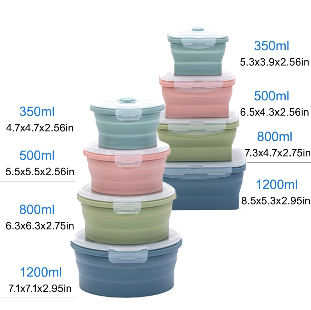 Collapsible Silicone Food Storage Container Set (INDIGO) - color: INDIGO