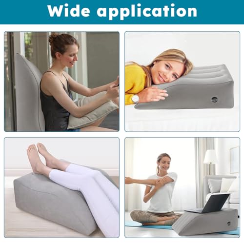 Leg Elevation- Pillows for After Surgery, Inflatable Wedge Pillows for Sleeping, Swelling, Circulation, Bolster Pillow Pain Reliefs for Legs Back for Pregnant, Surgery and Injury(grey,Size:as shown)