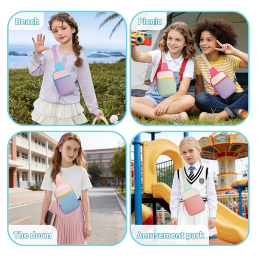 Birthday Gifts for 8 9 10 11 12 Year Old Teens Girls Kids, Fanny Pack Crossbody Bag Sling Belt Bags Purse, Dorm Travel Essentials for Girls Fashion, Preppy Tween Teen Girl Gift Trendy Stuff - color: Blossom Pink & Sky Blue