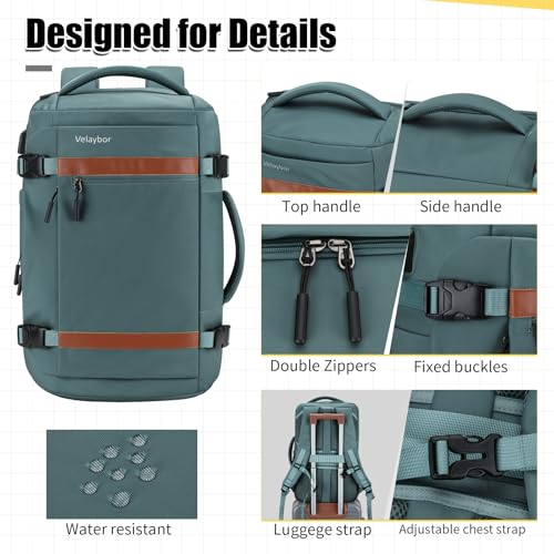 42L Travel Backpack with 4 Packing Cubes, TSA Friendly Flight Approved Carry-On Bag, Water-Resistant Business Backpack for Men Women, Fits 17.3" Laptop (Army Green) - color: Army Green