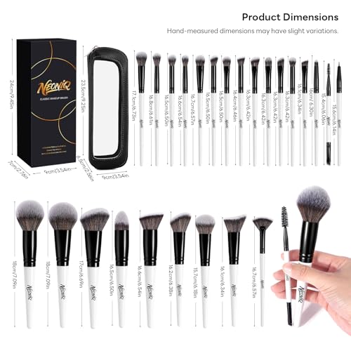 25PCS Makeup Brushes Set with Travel Case, Professional Makeup Brush Kit for Foundation, Concealer, Powder, Eyeshadow & Blush, Essential Cosmetic Tools, Portable Travel Gift Set (White) - color: 25 PCS-White